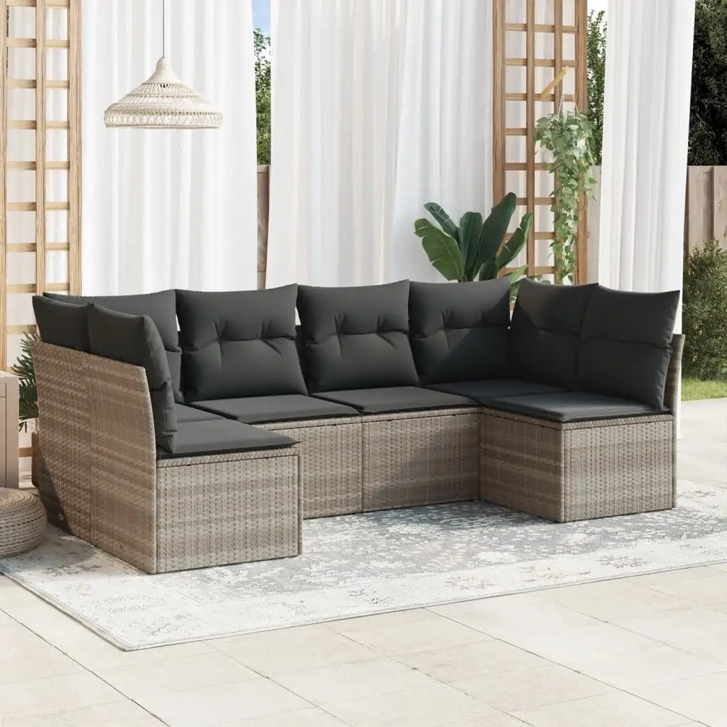 Ensemble canapés de jardin 6 places modulable en poly rotin avec coussins Gris clair – ComfortXL Outdoor Living