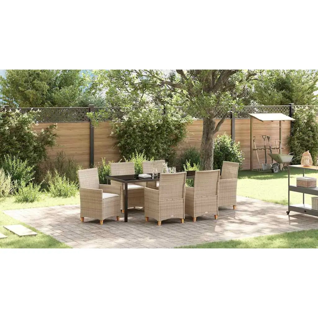 Ensemble de salle à manger pour jardin 7 pcs Beige polyrotin vidaXL 3381084 Beige