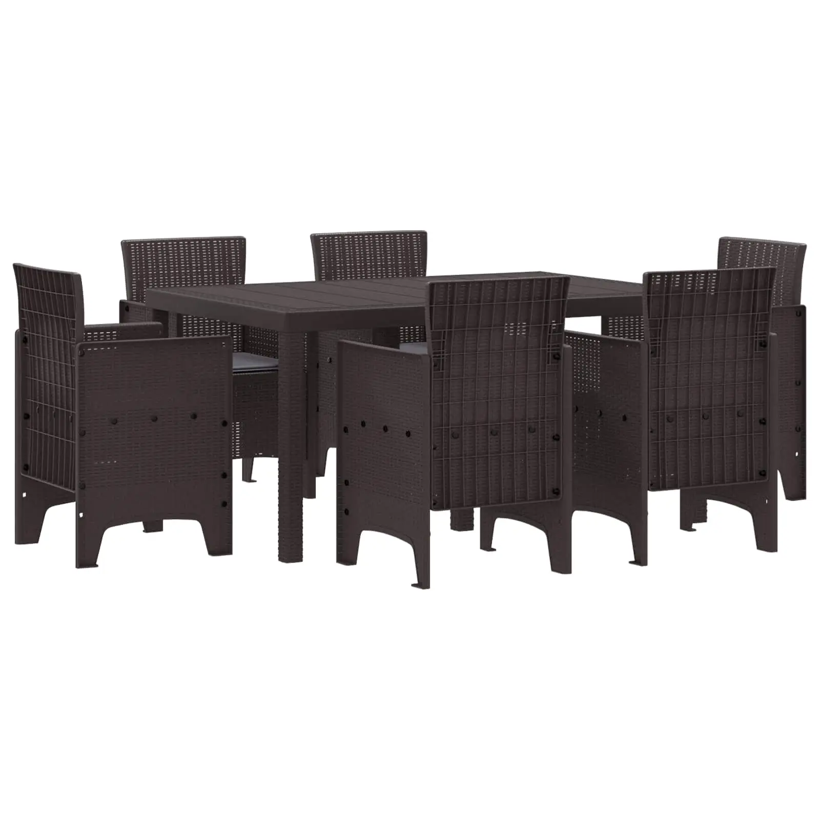 Ensemble de salle à manger pour jardin 7 pcs Marron Rattan Polt vidaXL 3378560