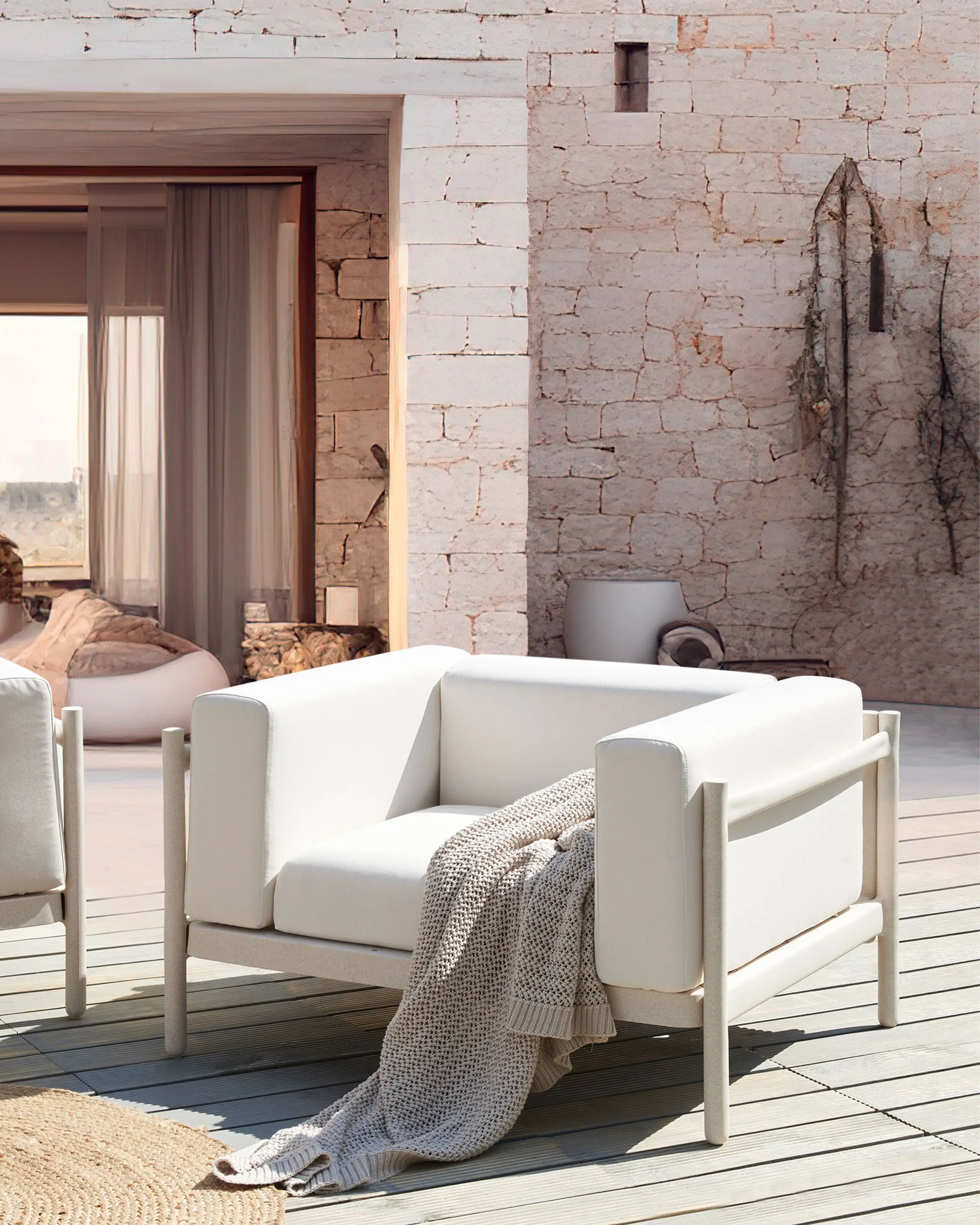 Ensemble de 2 fauteuils de jardin – Chaises de jardin FERRETTI Beige clair