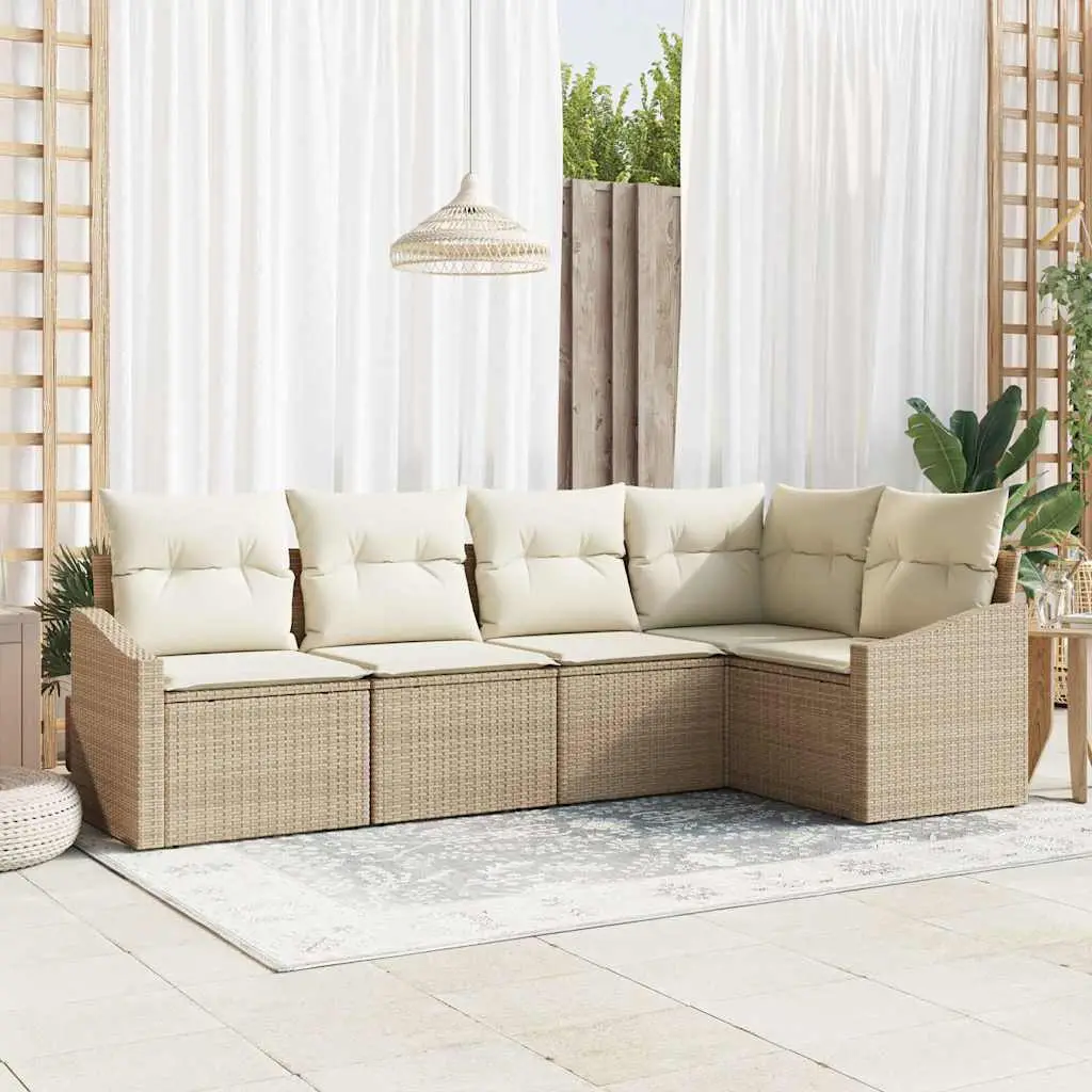 Ensemble de Canapés avec coussin 5 pcs Beige polyrotin vidaXL 3346721
