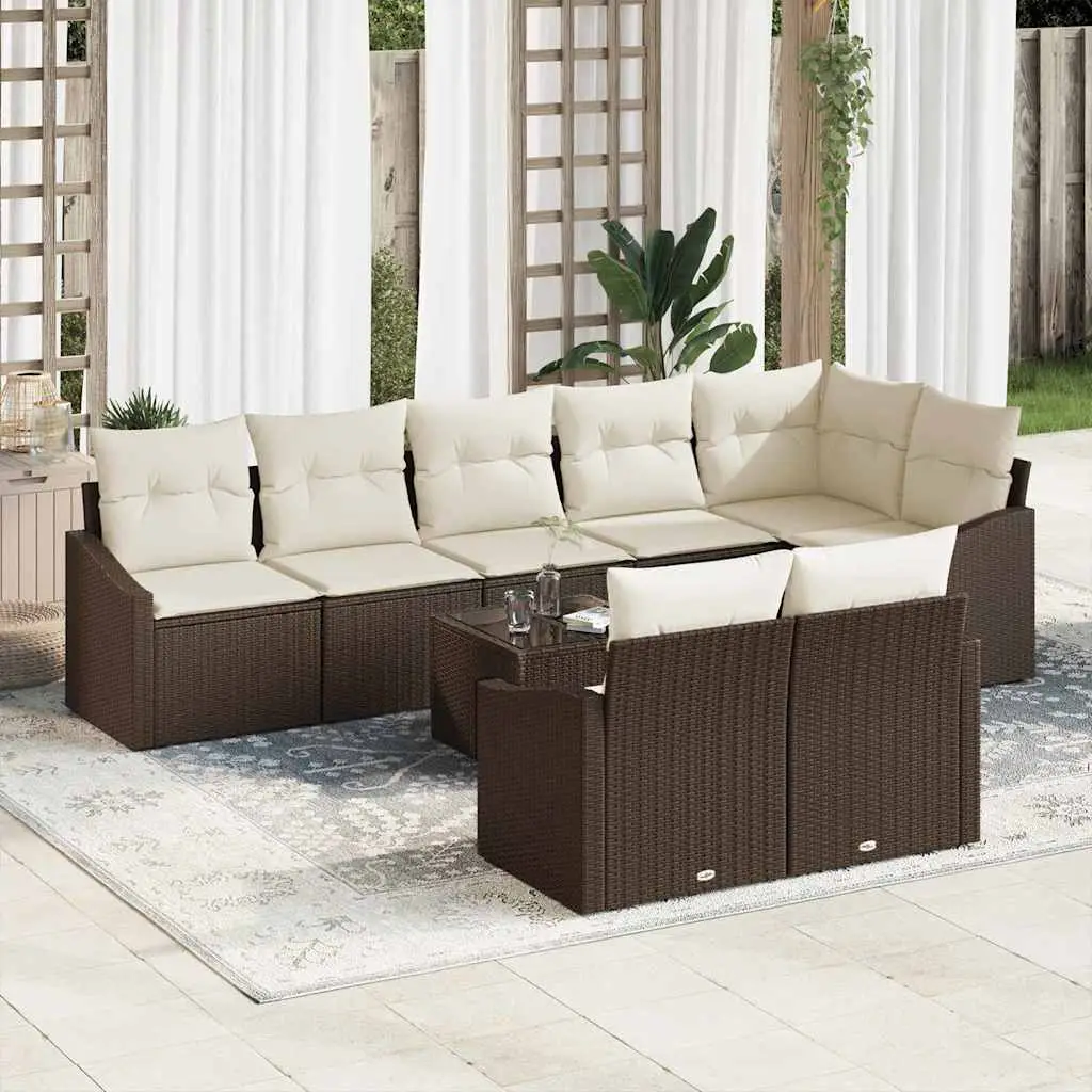 Ensemble de Canapés avec coussin 9 pcs Marron polyrotin vidaXL 3346778