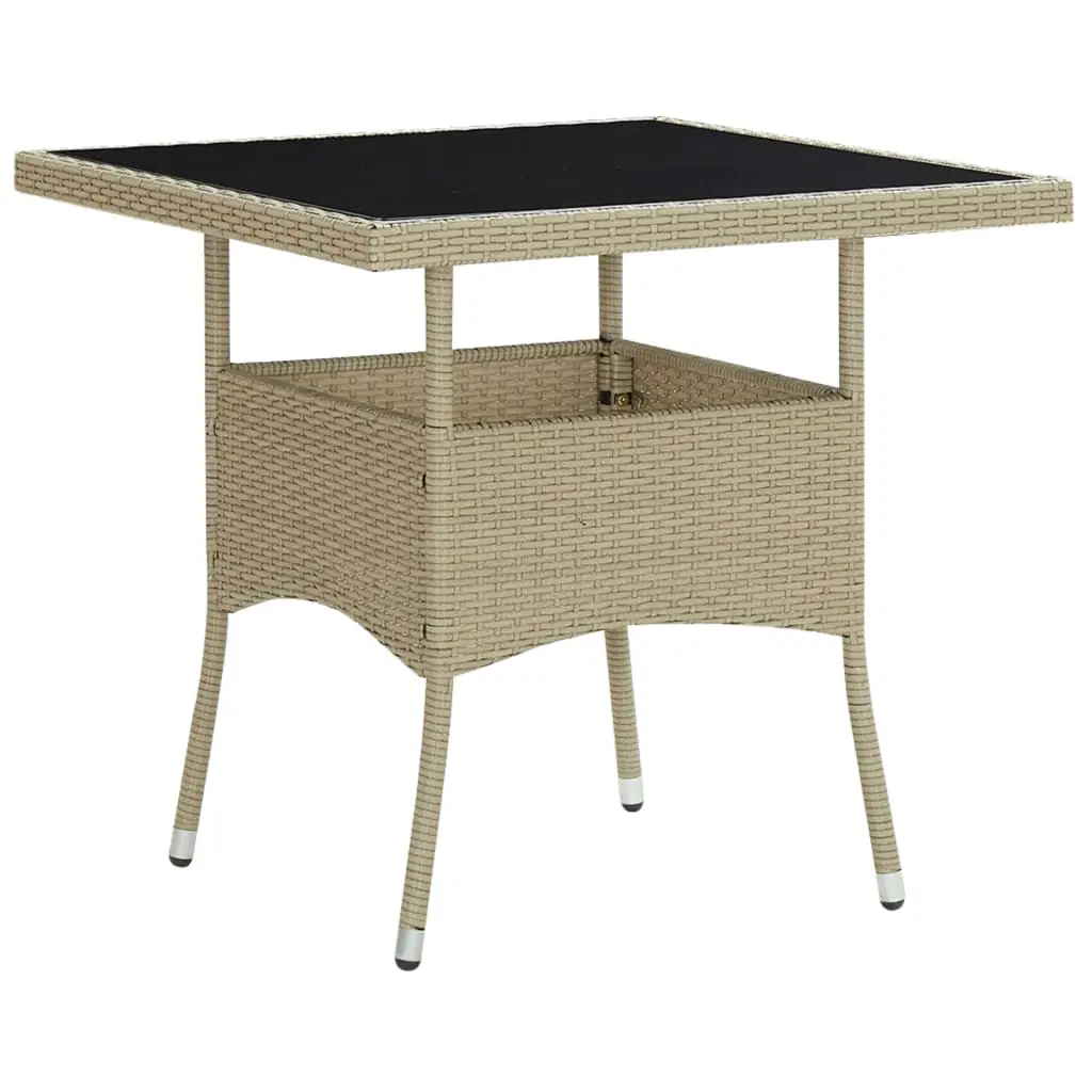 Ensemble de 3 pcs table de jardin avec chaises – mobilier de jardin Beige Résine tressée et verre