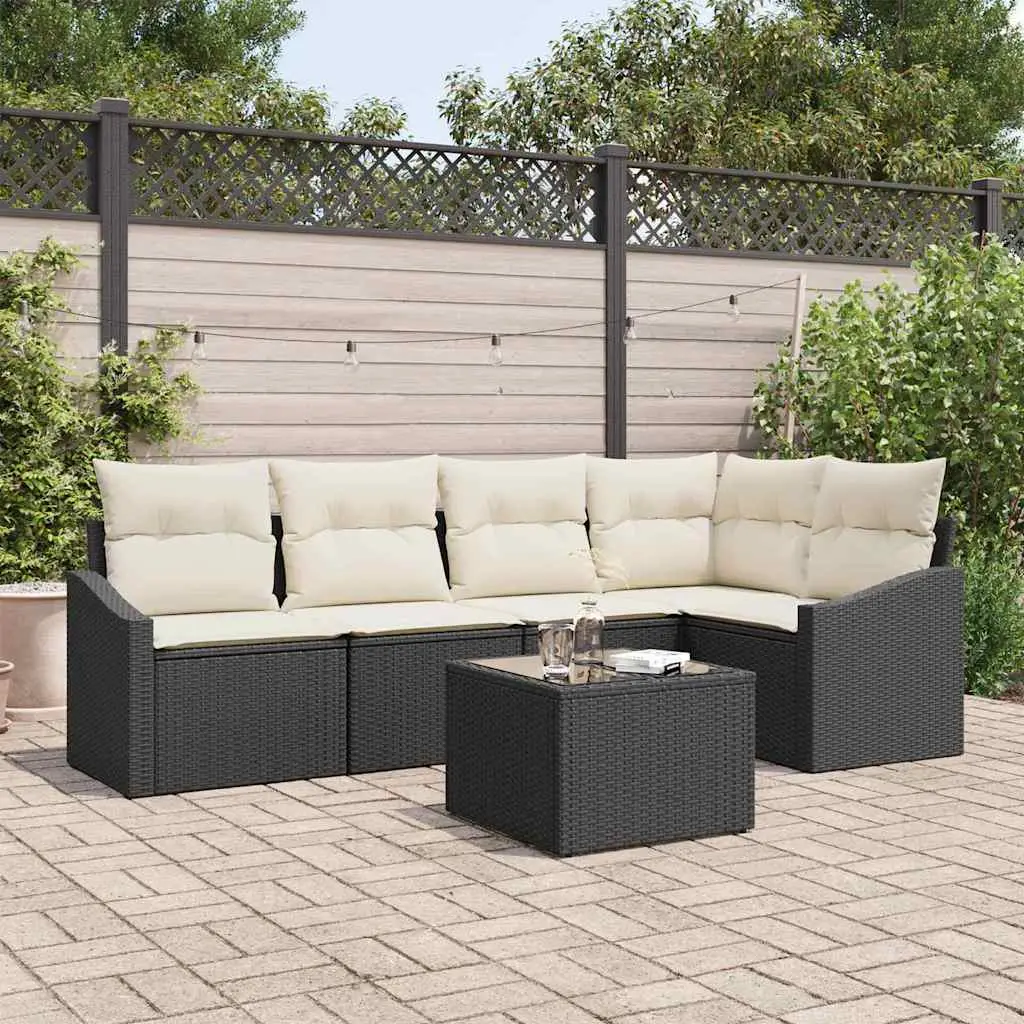 Ensemble de Canapés avec coussin 6 pcs Noir polyrotin vidaXL 3346727