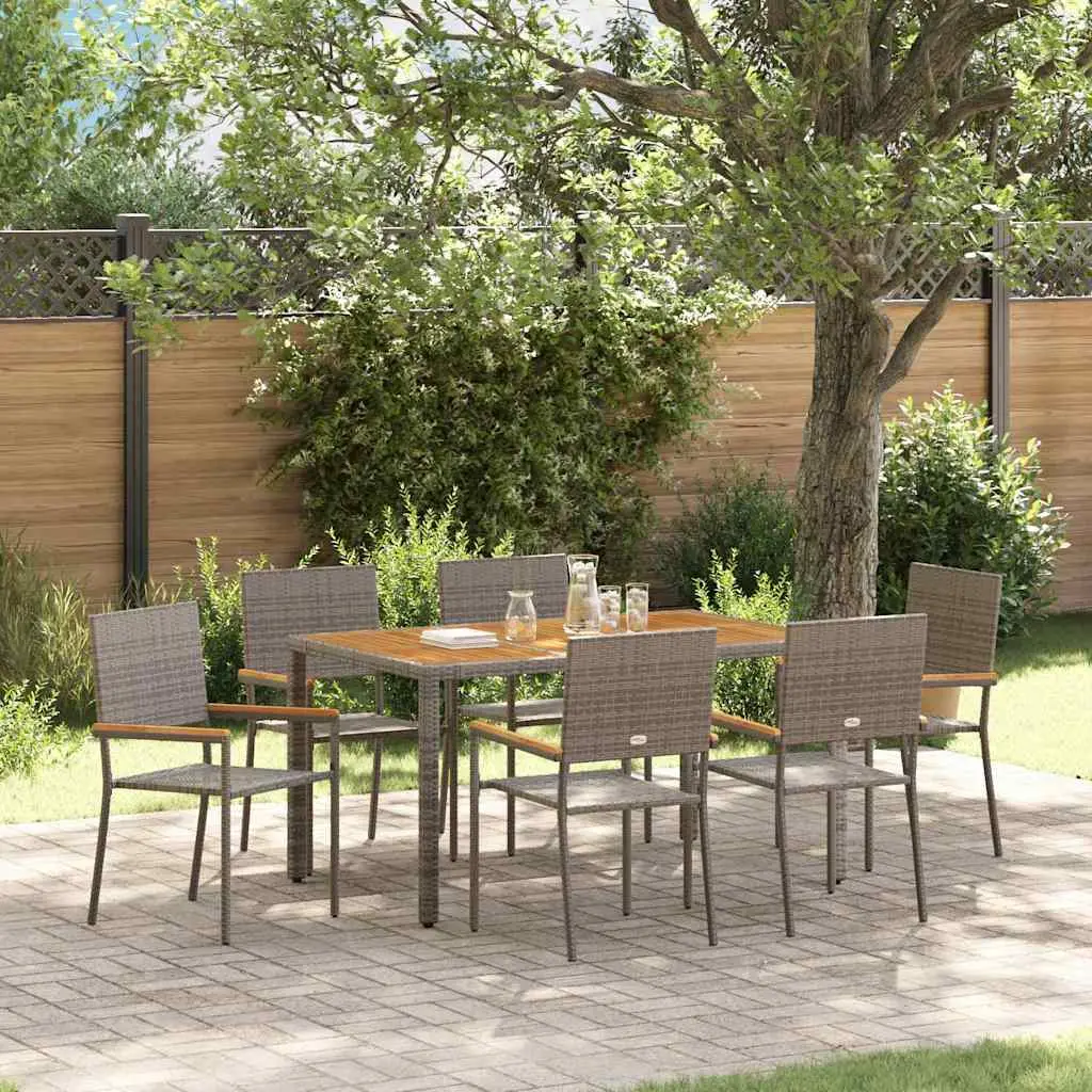 Ensemble de salle à manger pour jardin 7 pcs Gris polyrotin vidaXL 3365409