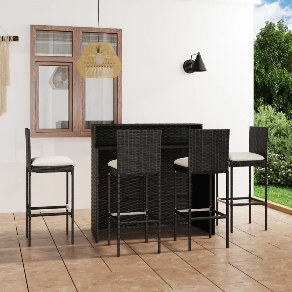 Ensemble de bar de jardin avec coussins 5 pcs Noir vidaXL 3064883