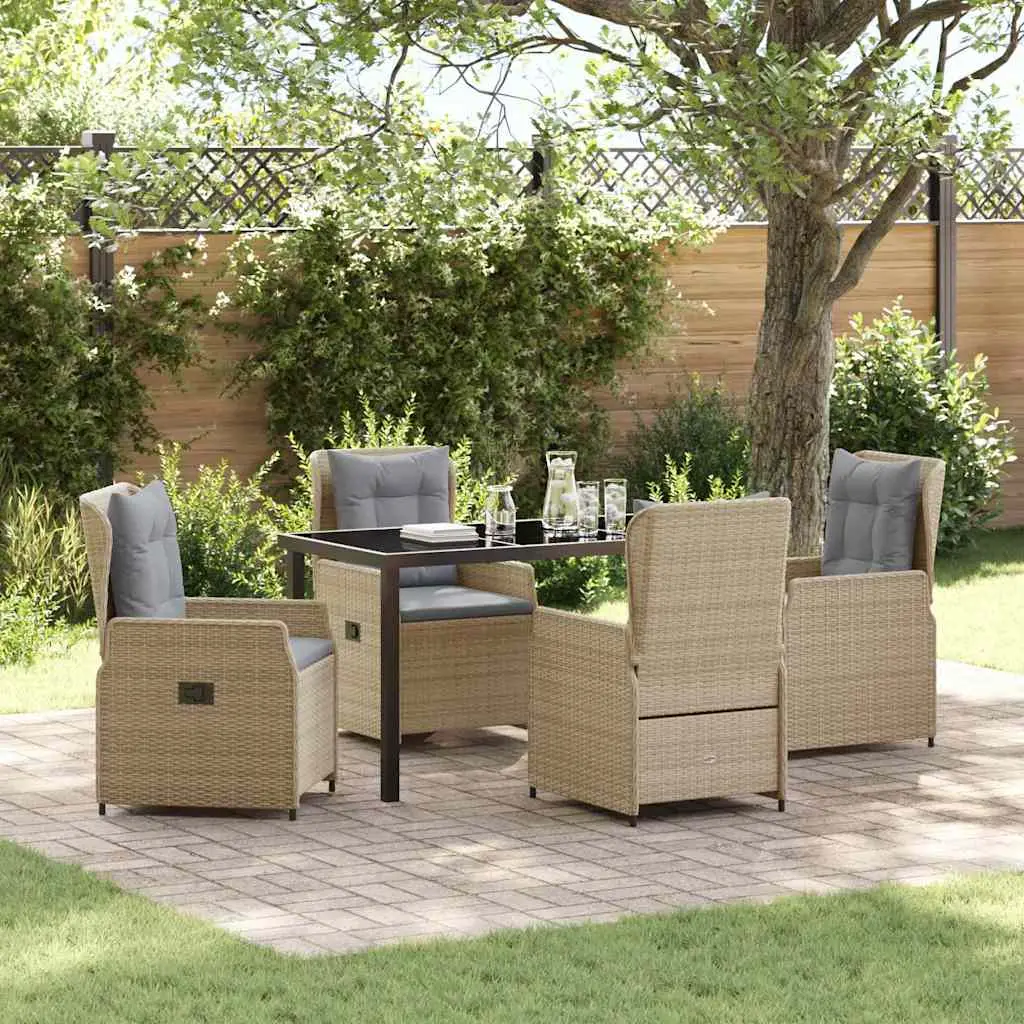 Ensemble de salle à manger pour jardin 5 pcs polyrotin vidaXL 3380962 beige et gris clair