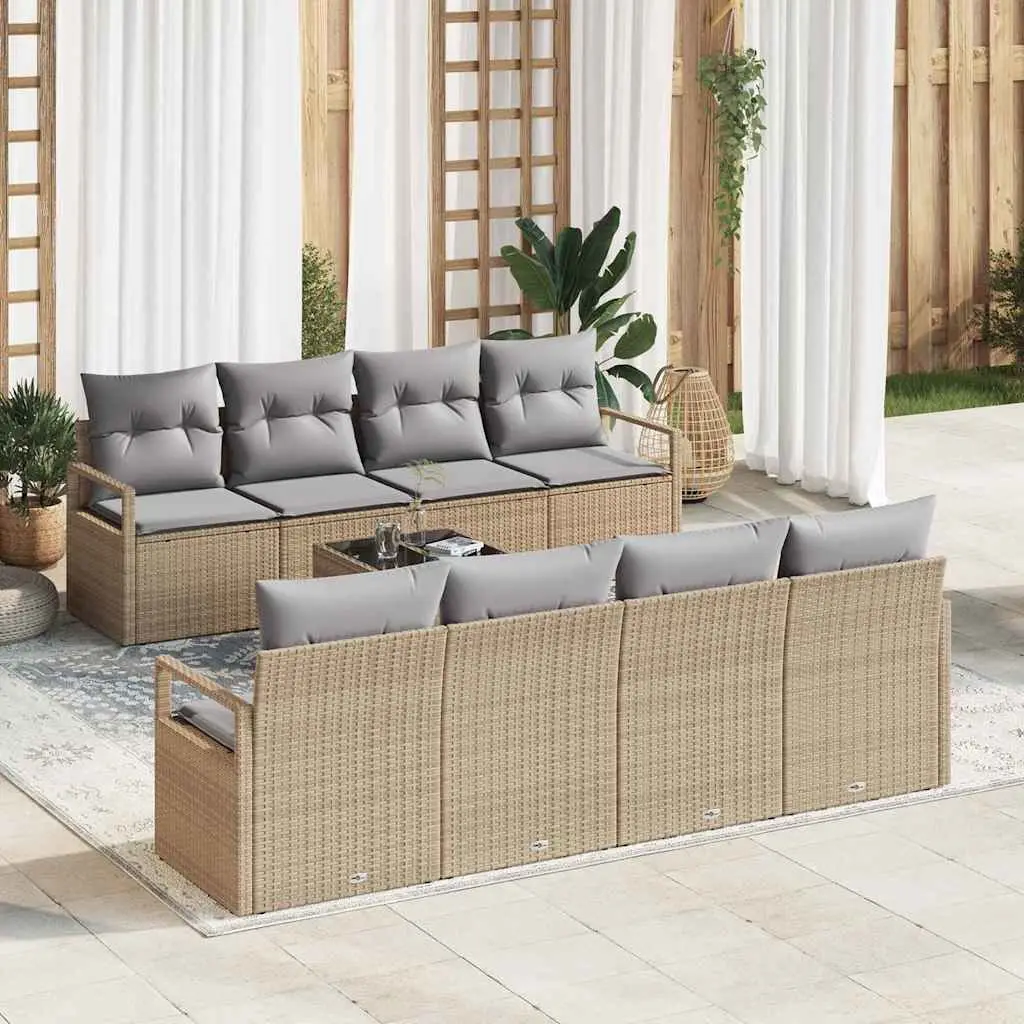 Ensemble de Canapés avec coussin 7 pcs Beige et gris polyrotin vidaXL 3346310