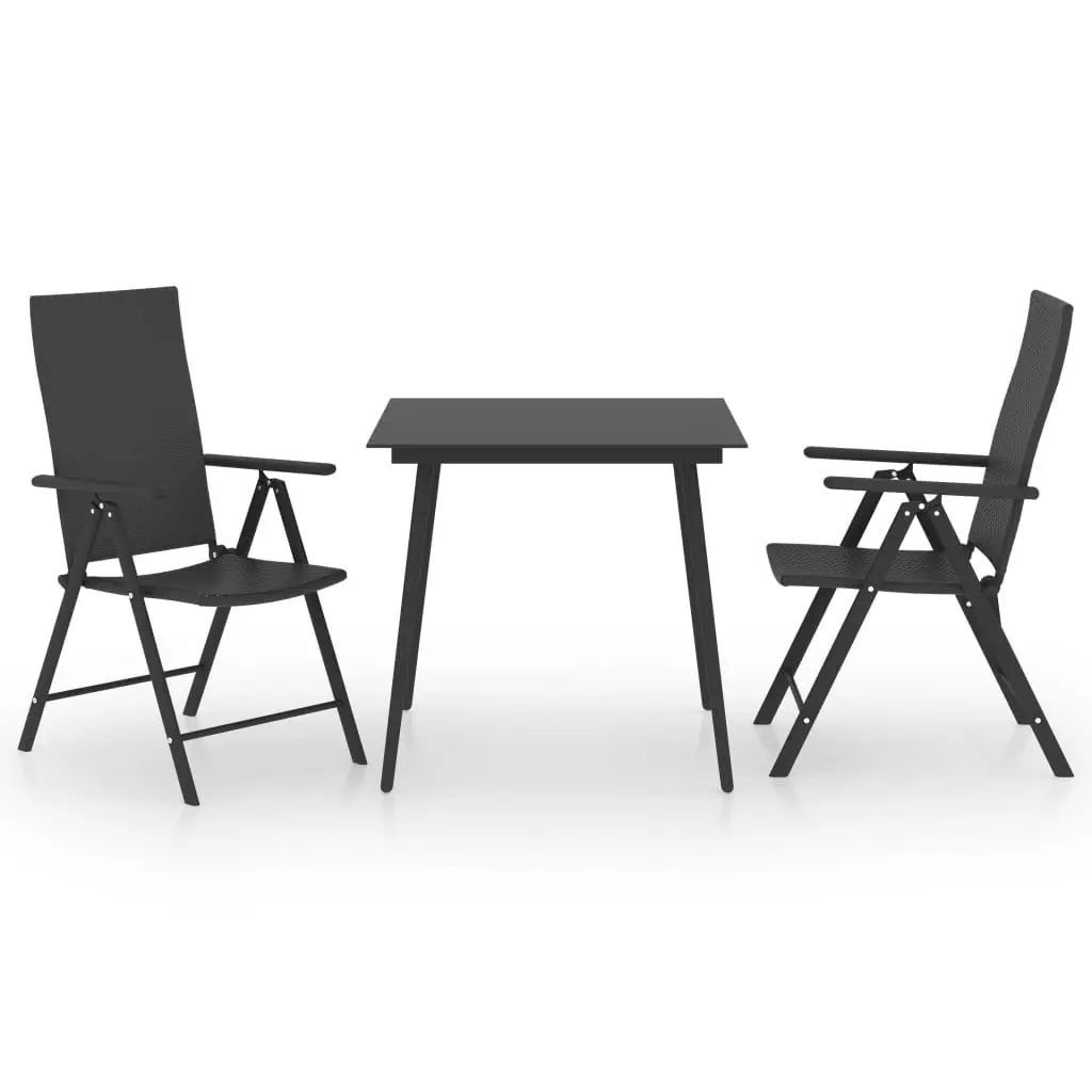 Ensemble de 3 pcs table de jardin avec chaises – mobilier de jardin noir-JU3047