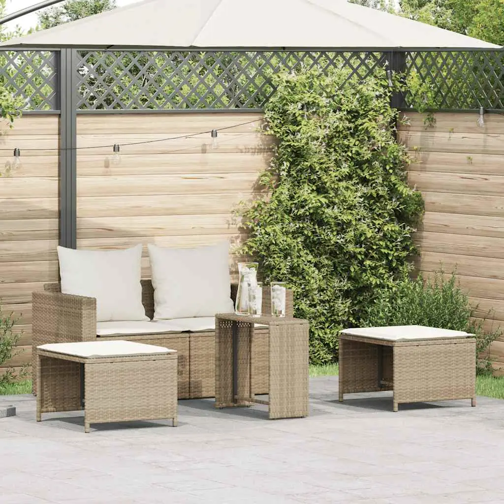 Ensemble Canapés de Jardin 5 Pièces Résine Tressée Empilable pour Gain de Place Petit Jardin Beige – ComfortXL Outdoor Living