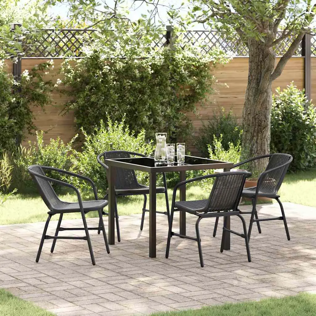Ensemble de salle à manger pour jardin 5 pcs Noir vidaXL 3379381