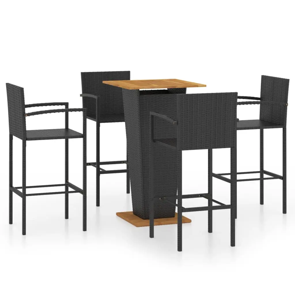Ensemble de 5 pcs bar de jardin – Mobilier d’extérieur – Mobilier de jardin Noir-JU2004