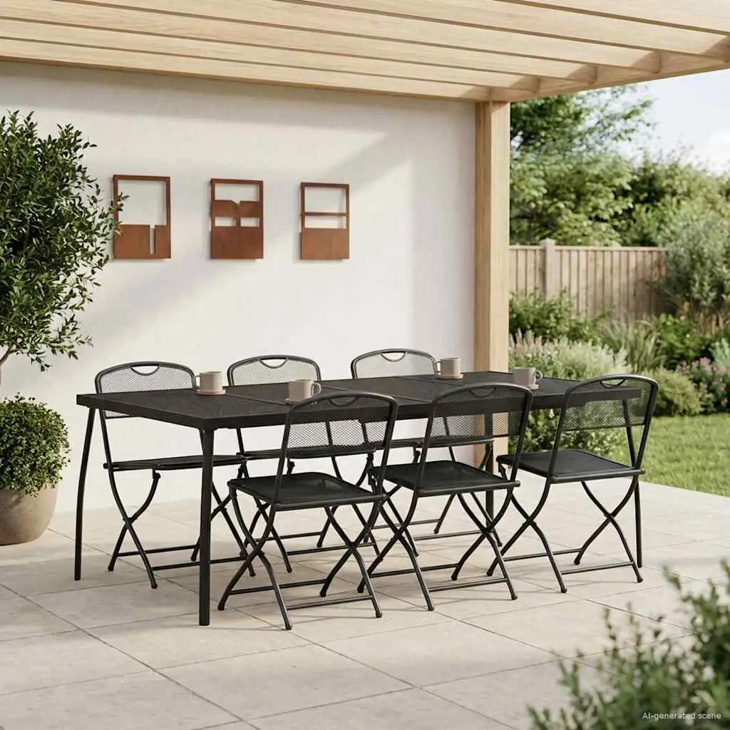 Ensemble de meubles d’extérieur 7 pcs Anthracite Fer et Acier vidaXL 3422899