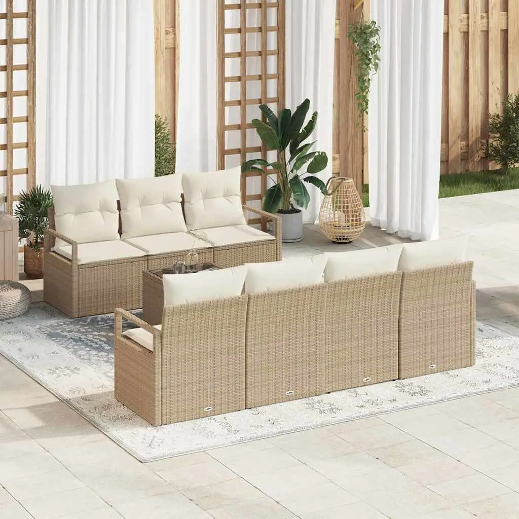 Ensemble de Canapés avec coussin 8 pcs Beige et crème polyrotin vidaXL 3346291
