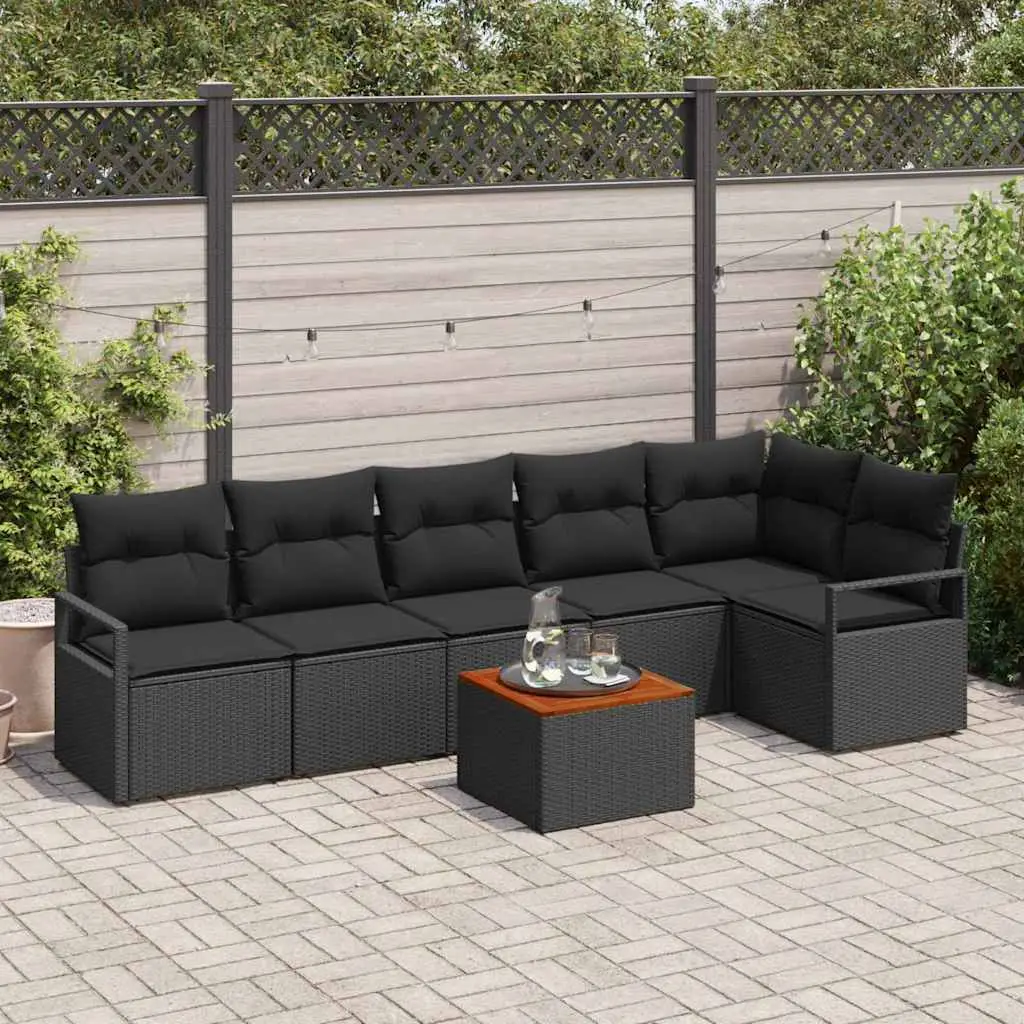 Ensemble de canapé de jardin avec stockage 7 pcs Noir polyrotin vidaXL 3356385