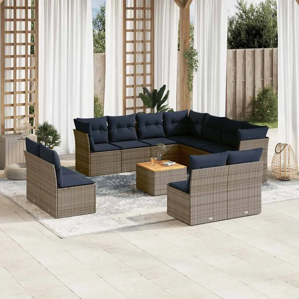 Ensemble de Jardin Modulable 12 Pièces Résine Tressée avec Rangement sous Assises Grande Terrasse Gris – ComfortXL Outdoor Living