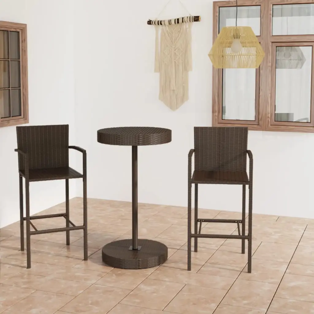 Ensemble de bar de jardin 3 pcs Résine tressée Marron vidaXL 3064768