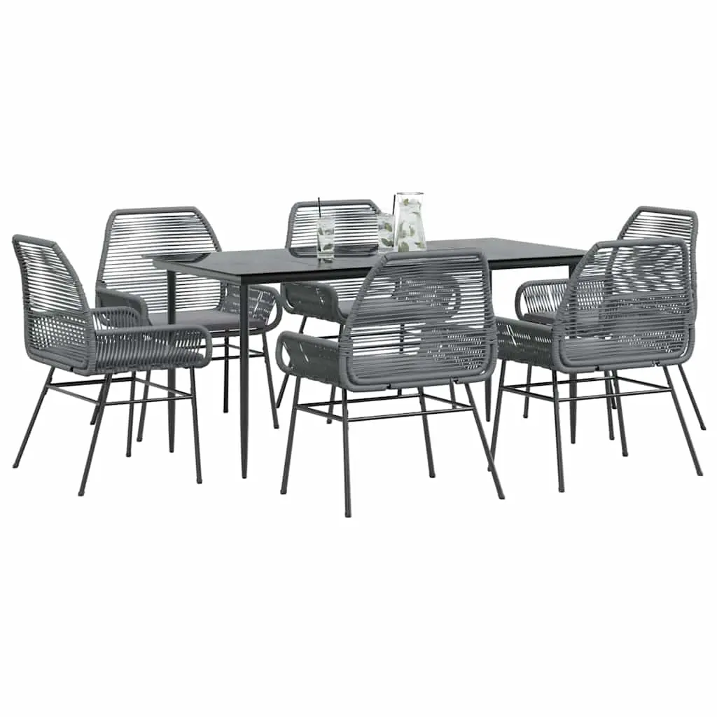 Ensemble de Jardin Repas 6 Personnes Résine Tressée Grise Table 160cm Coussins Inclus – ComfortXL Outdoor Living