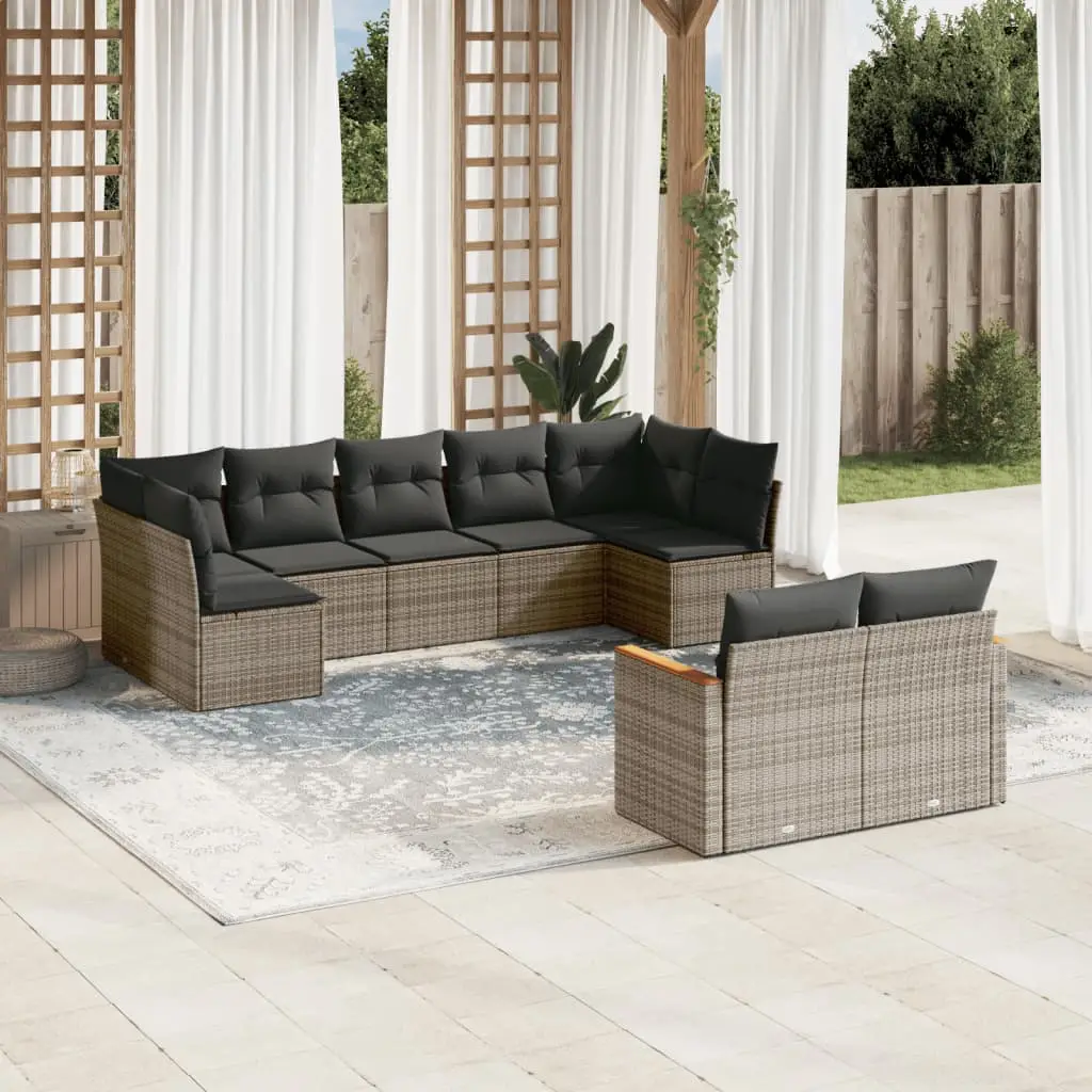 Ensemble canapé de jardin 9 places avec rangement sous assise en poly rotin modulable Gris – ComfortXL Outdoor Living