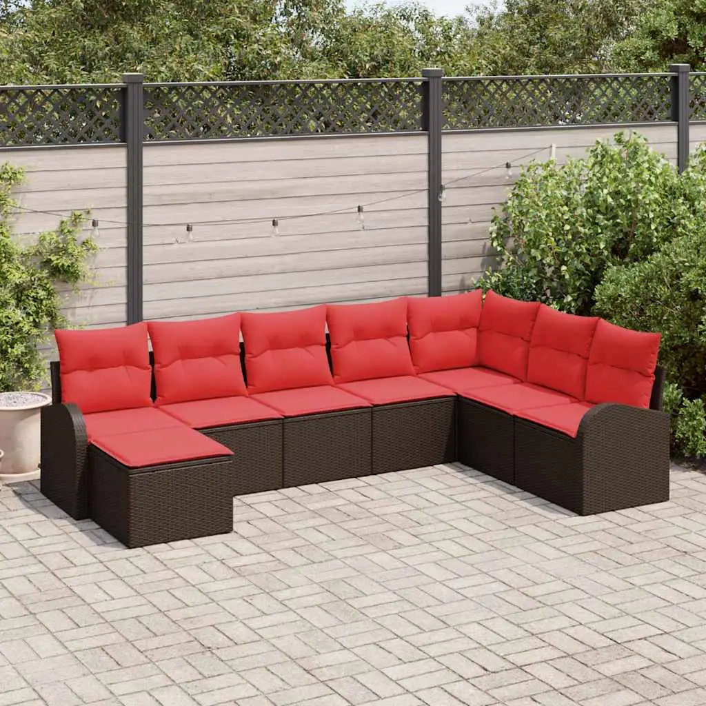 Ensemble de Canapés 8 pcs Marron et rouge polyrotin vidaXL 3354833