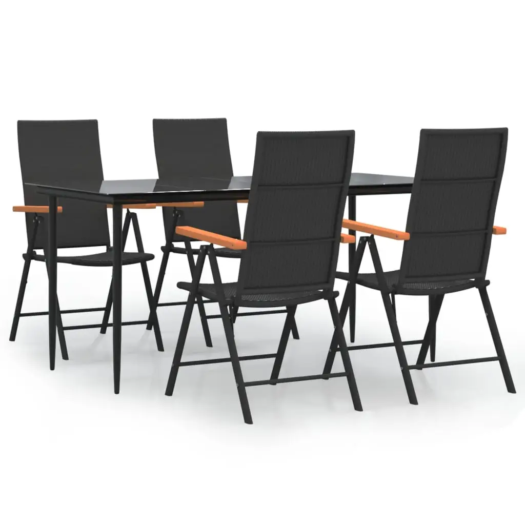 Ensemble de 5 pcs table de jardin avec chaises – mobilier de jardin Noir et marron Résine tressée