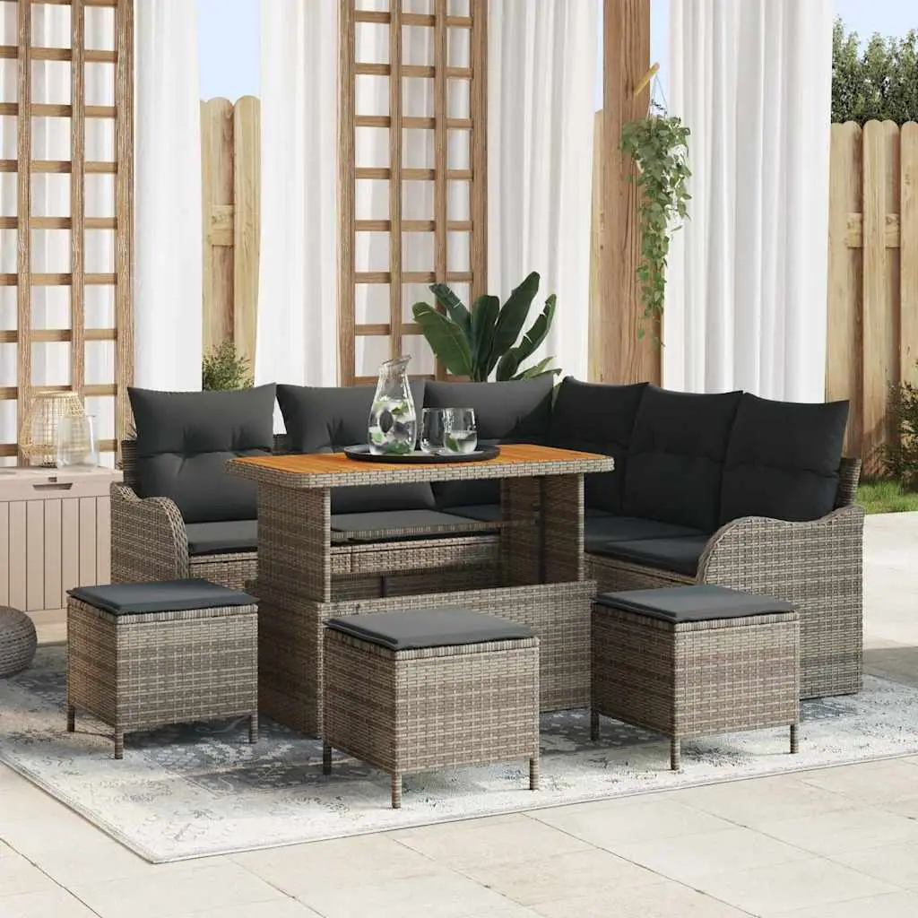Ensemble de canapé de jardin avec coussin 9 pcs Gris vidaXL 3364223