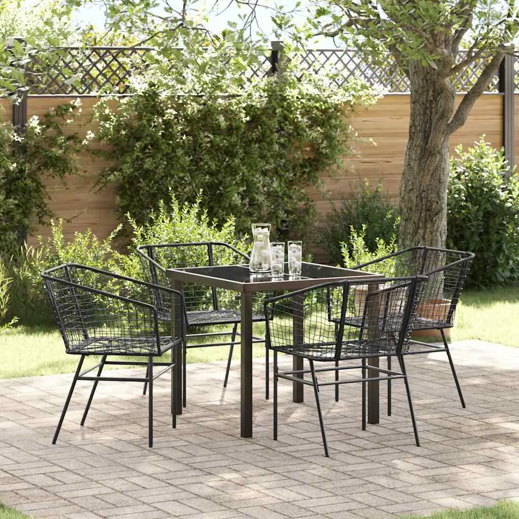 Ensemble de salle à manger pour jardin 5 pcs Noir polyrotin vidaXL 3380891