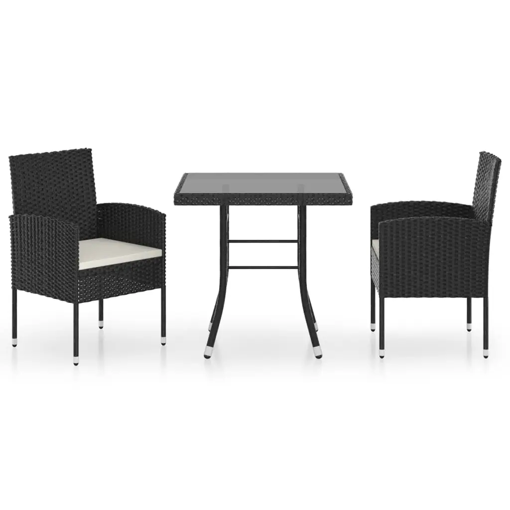 Ensemble de 3 pcs table de jardin avec chaises – mobilier de jardin Résine tressée Noir-JU2558