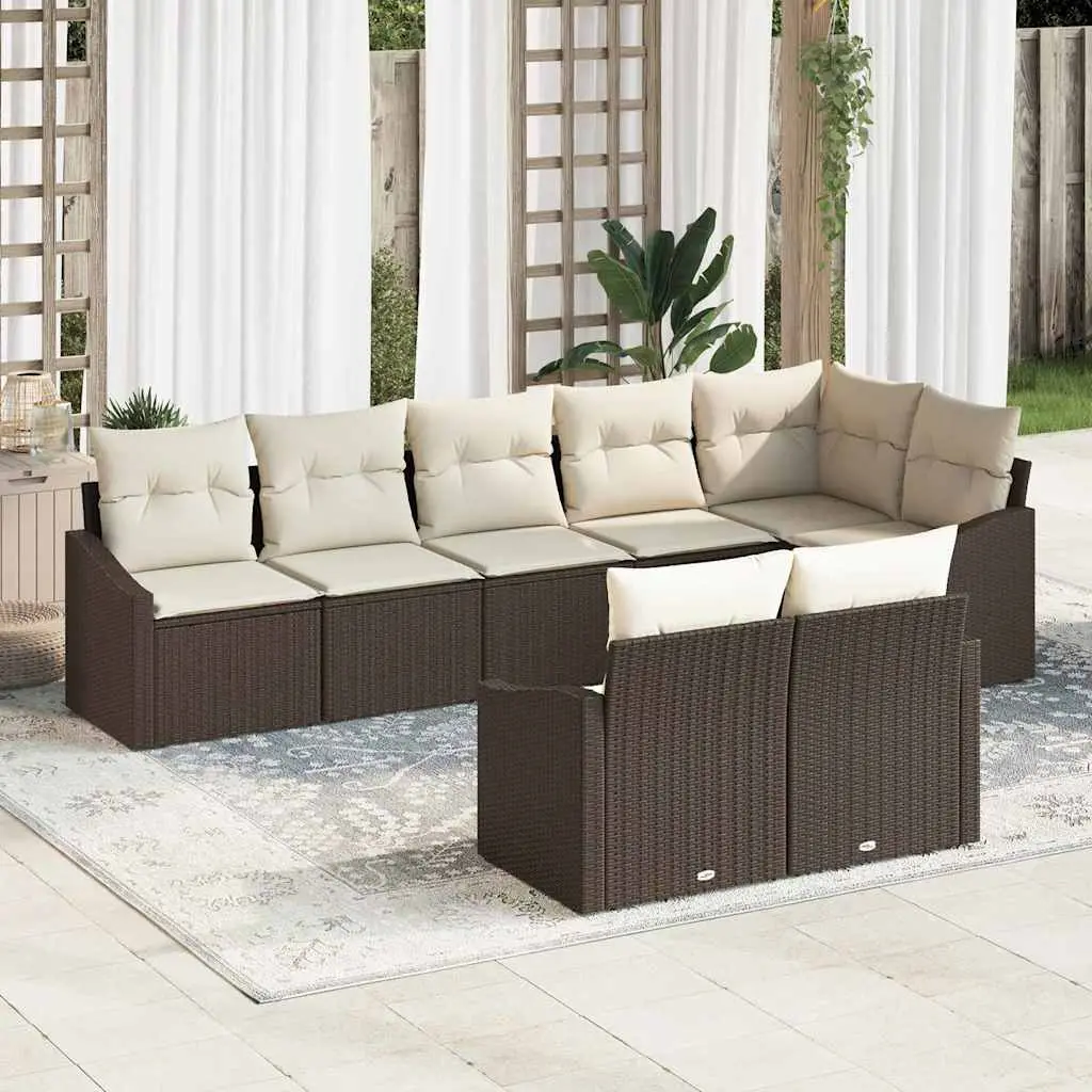 Ensemble de Canapés avec coussin 8 pcs Marron polyrotin vidaXL 3346768