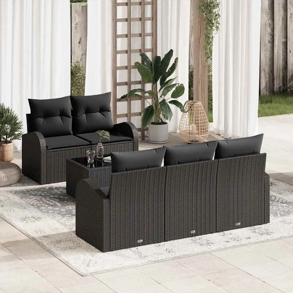 Ensemble de canapé de jardin Noir 55 x 55 x 37 cm polyrotin vidaXL 3345923