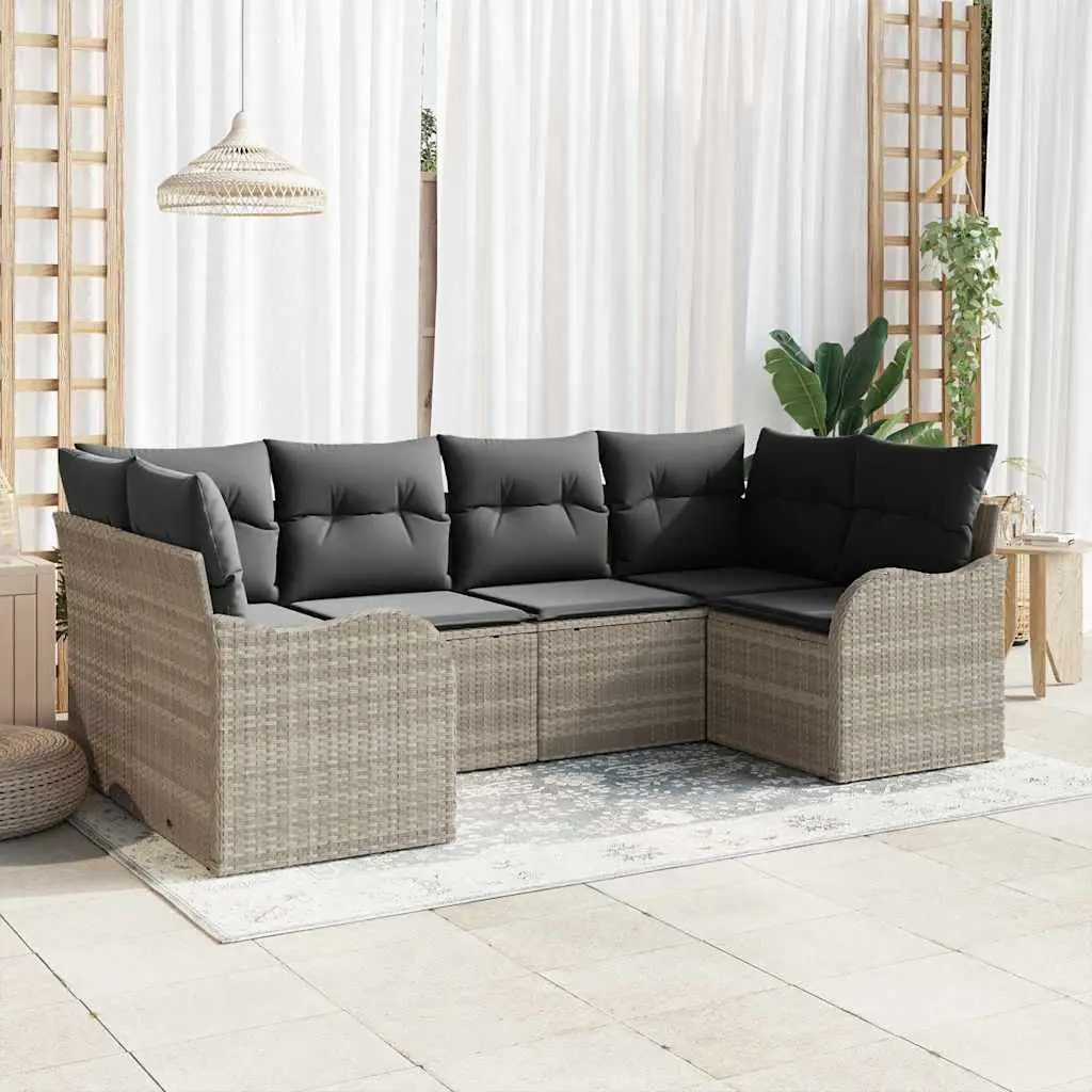 Ensemble canapé extérieur 6 places Poly rotin modulable et robuste Gris Clair – ComfortXL Outdoor Living