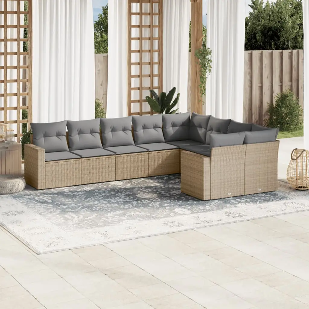 Ensemble canapé de jardin 9 personnes en résine tressée Beige avec rangement intégré – ComfortXL Outdoor Living