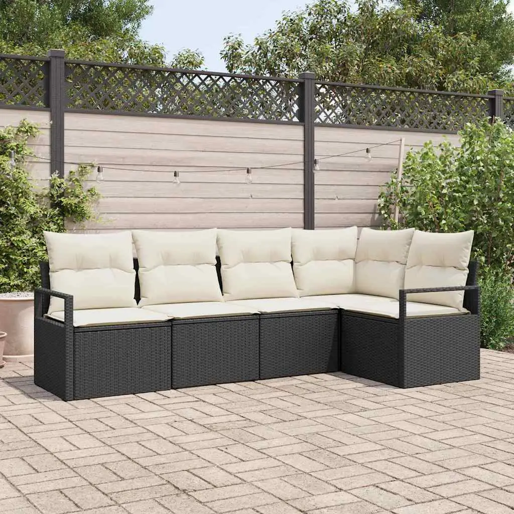 Ensemble de Canapés avec coussin 5 pcs Noir polyrotin vidaXL 3346377