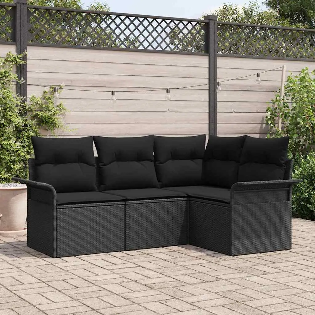 Ensemble de canapé de jardin avec stockage 4 pcs Noir polyrotin vidaXL 3354012