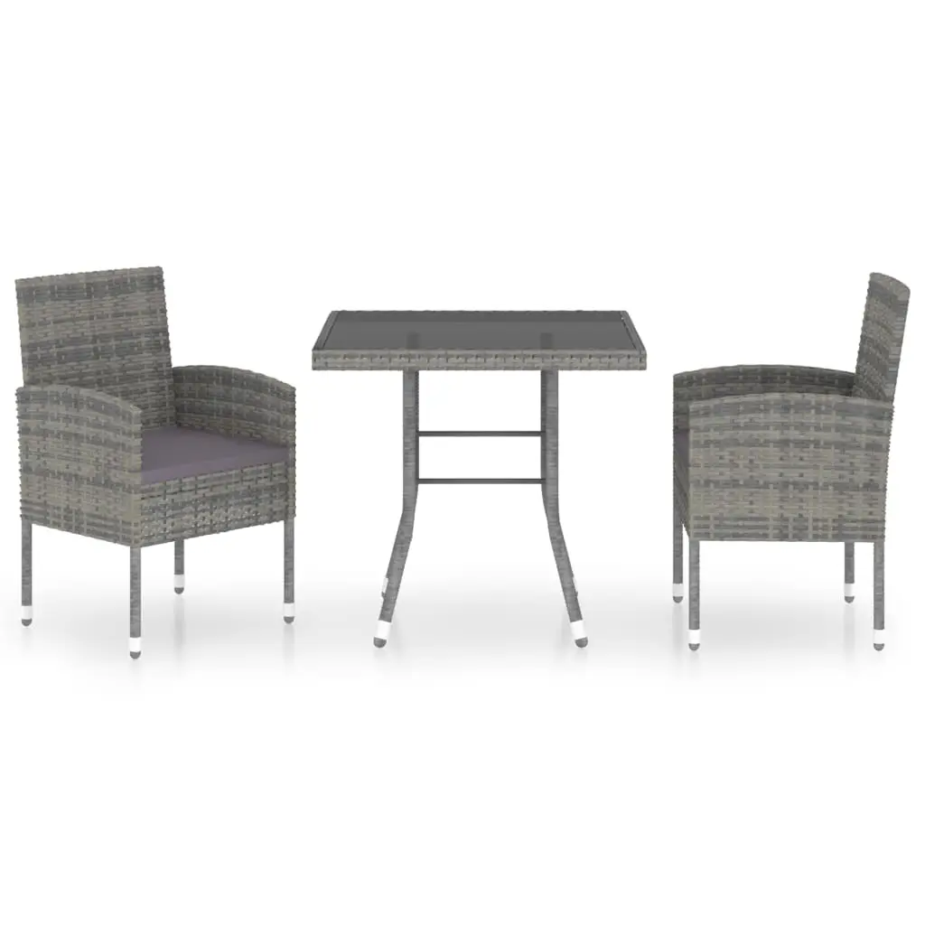 Ensemble de 3 pcs table de jardin avec chaises – mobilier de jardin Résine tressée Anthracite-JU2511