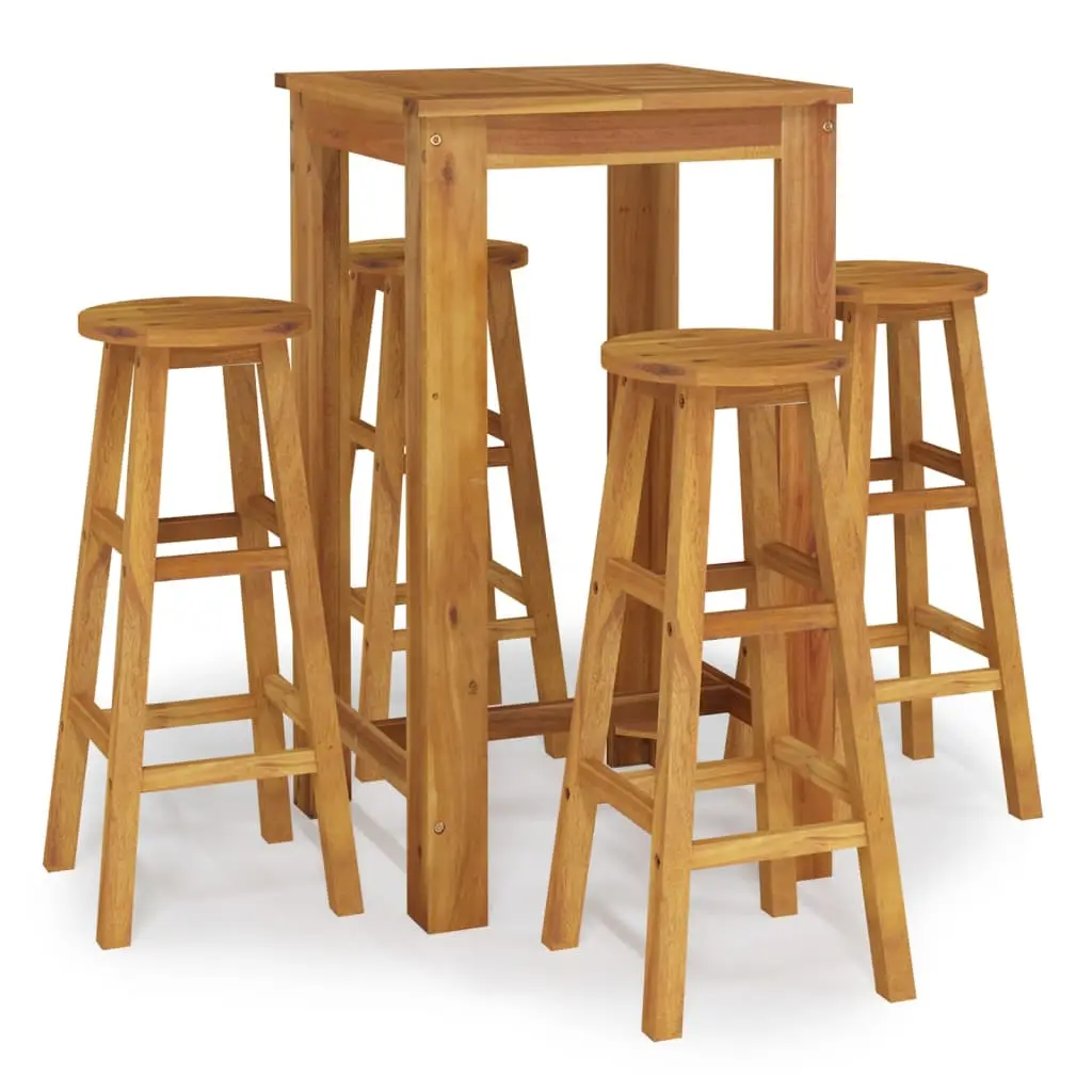 Ensemble de 5 pcs bar de jardin – Mobilier d’extérieur – Mobilier de jardin bois d’acacia solide-JU2208