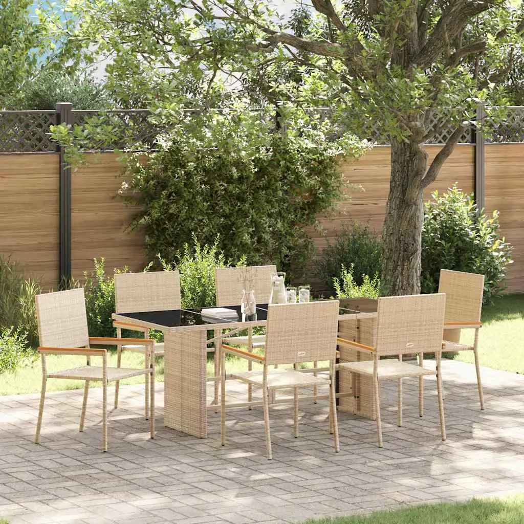 Ensemble de salle à manger pour jardin 7 pcs Beige polyrotin vidaXL 3365426 Beige
