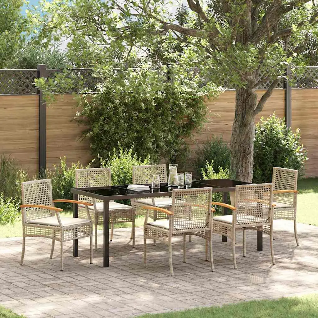 Ensemble de salle à manger pour jardin 7 pcs Beige et Noir vidaXL 3380832 Beige