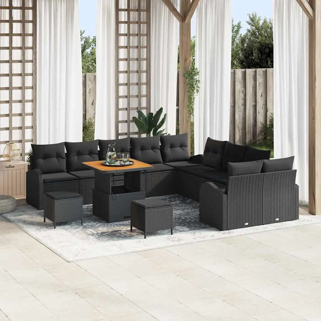 Ensemble de jardin modulable en résine tressée 13 éléments Noir – ComfortXL Outdoor Living
