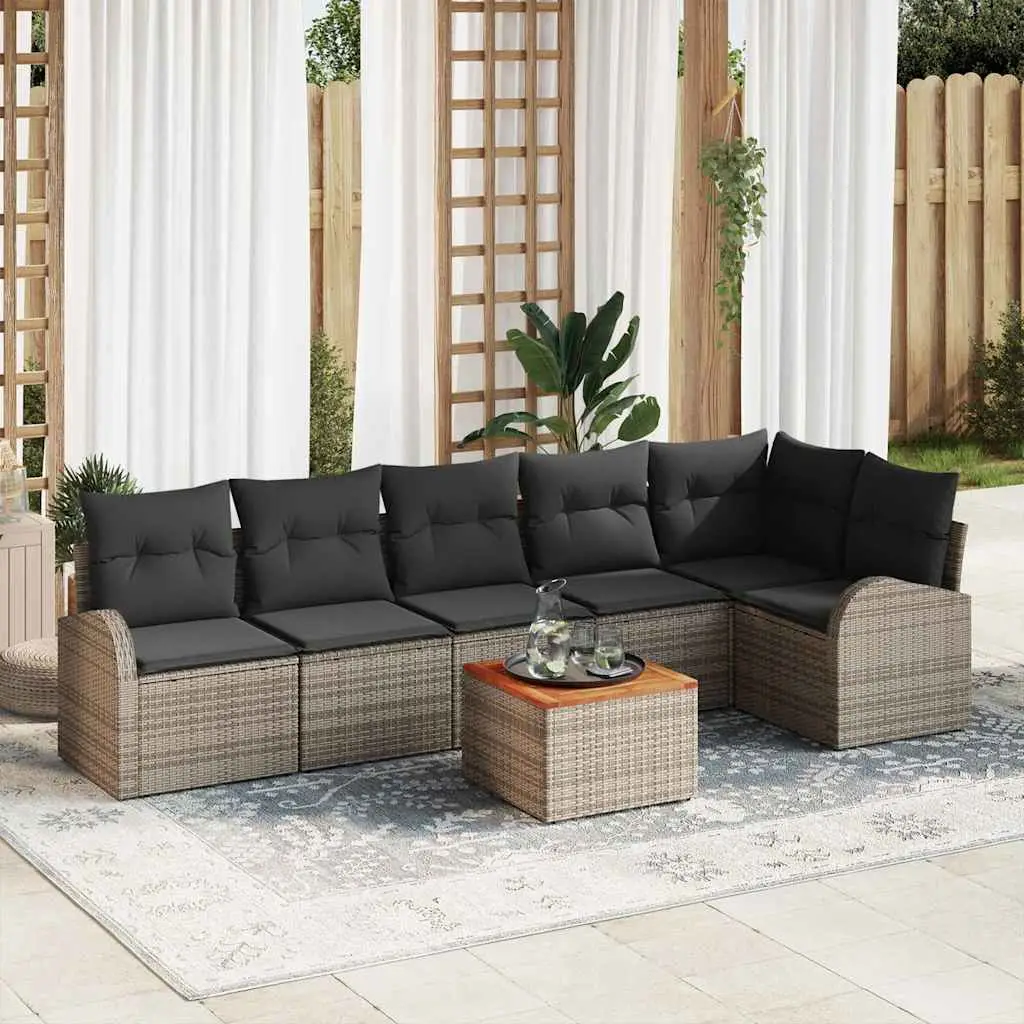 Ensemble de canapé de jardin avec stockage 7 pcs Gris polyrotin vidaXL 3356256