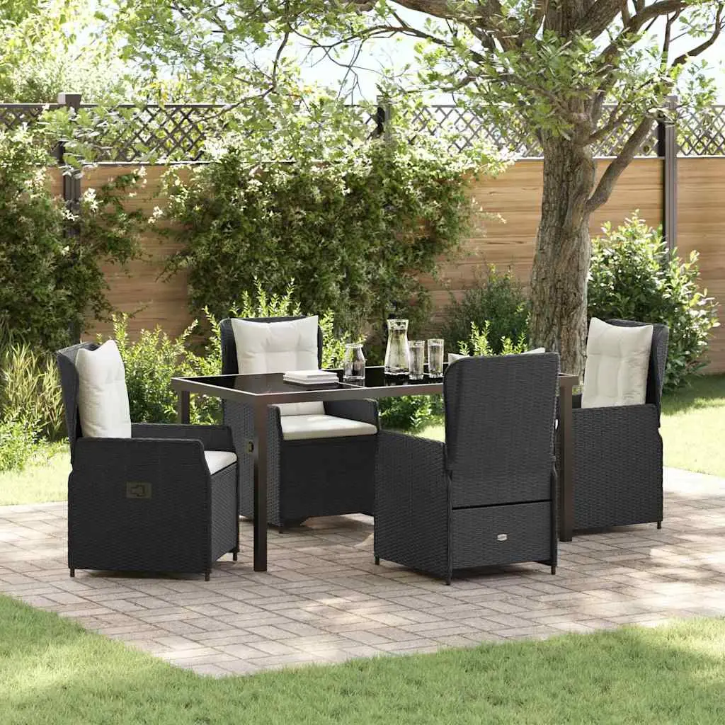 Ensemble de salle à manger pour jardin 5 pcs Noir polyrotin vidaXL 3380942