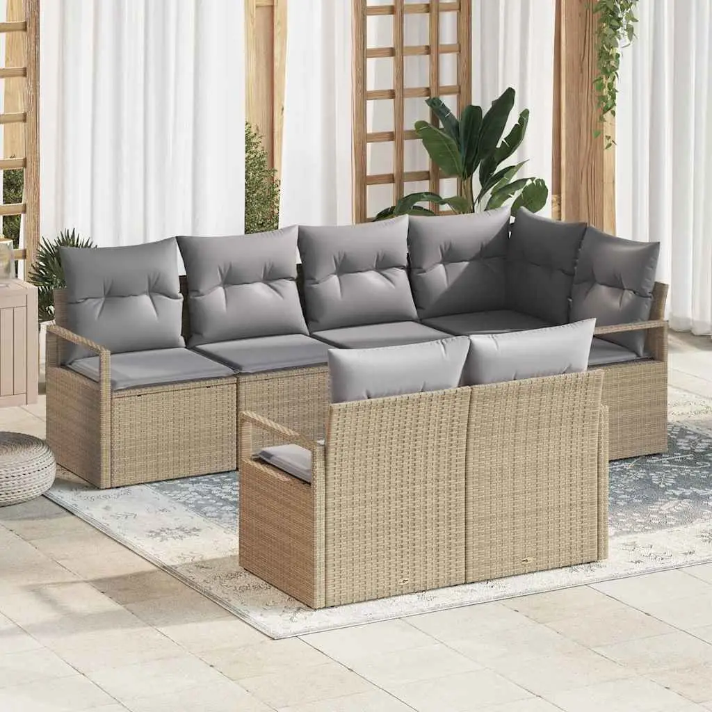 Ensemble de Canapés 7 pcs Beige polyrotin vidaXL 3346420