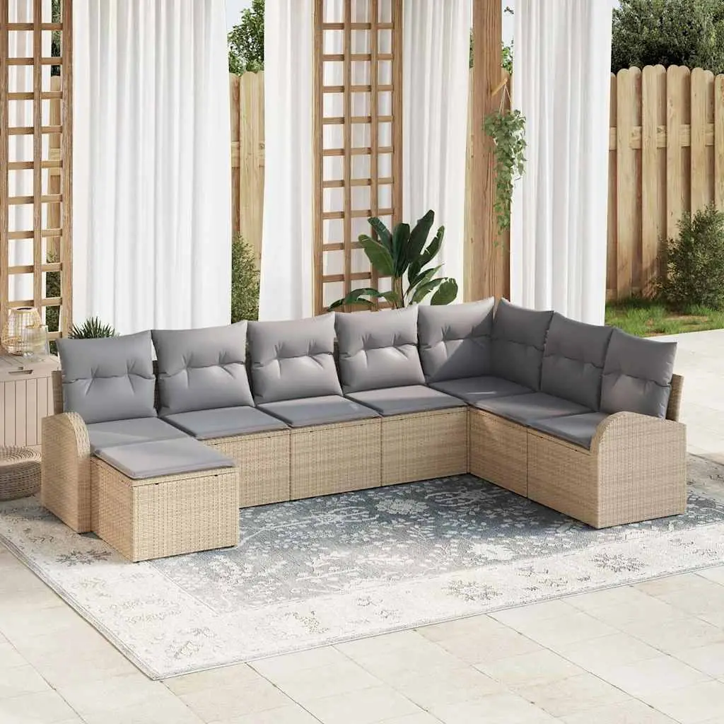 Ensemble de Canapés 8 pcs Beige et gris clair polyrotin vidaXL 3354829