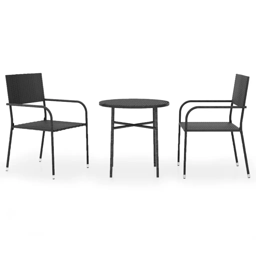 Ensemble de 3 pcs table de jardin avec chaises – mobilier de jardin Résine tressée Noir-JU2464