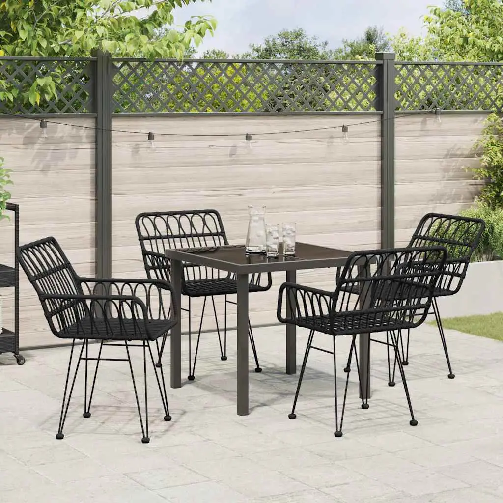 Ensemble de salle à manger pour jardin 5 pcs Noir vidaXL 3379185