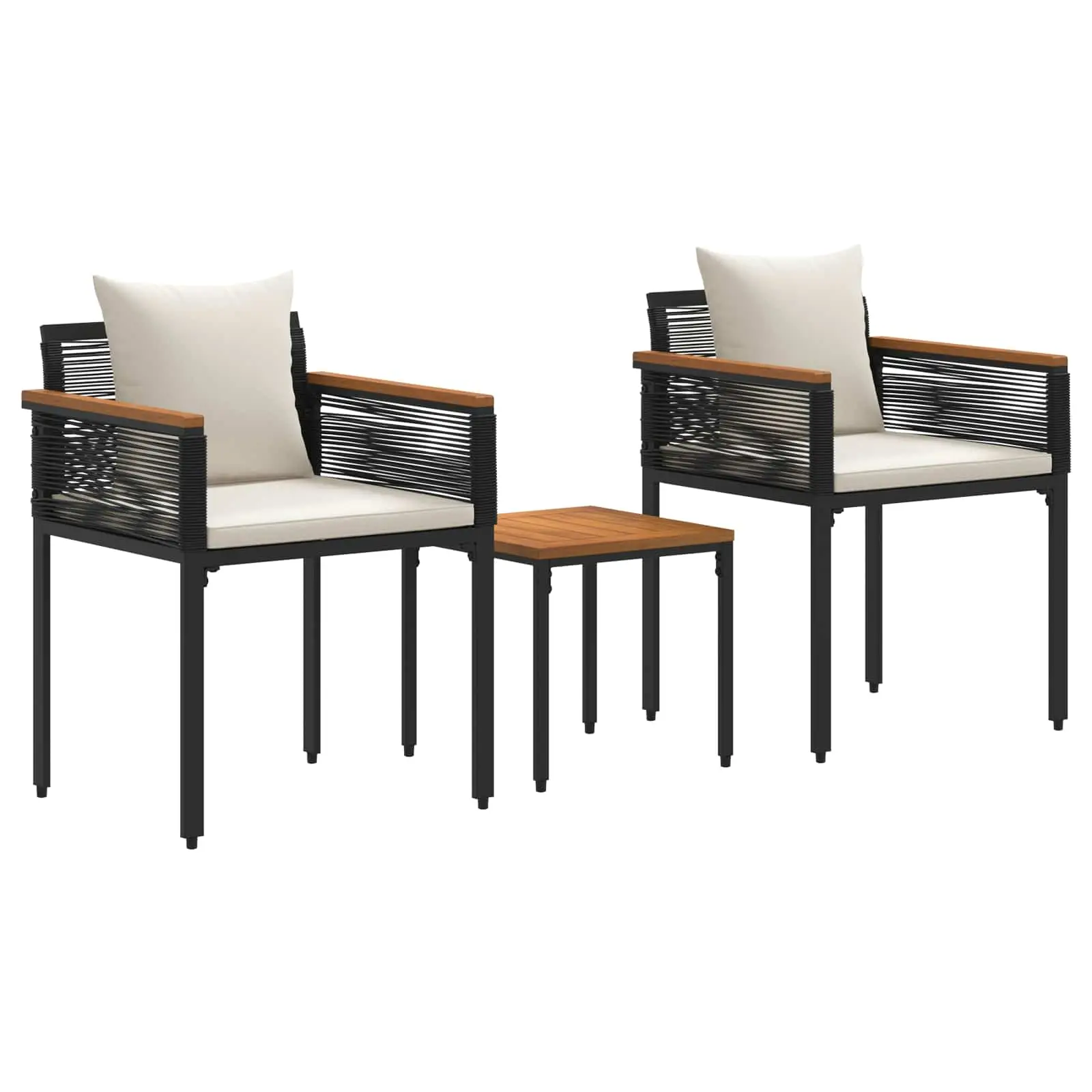 Ensemble de meubles d’extérieur 3 pcs | Mobilier d’extérieur Noir et blanc crème Maison Chic