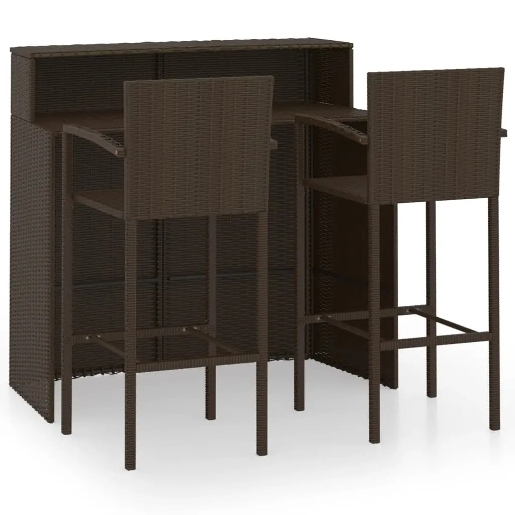 Ensemble de 3 pcs bar de jardin – Mobilier d’extérieur – Mobilier de jardin Marron
