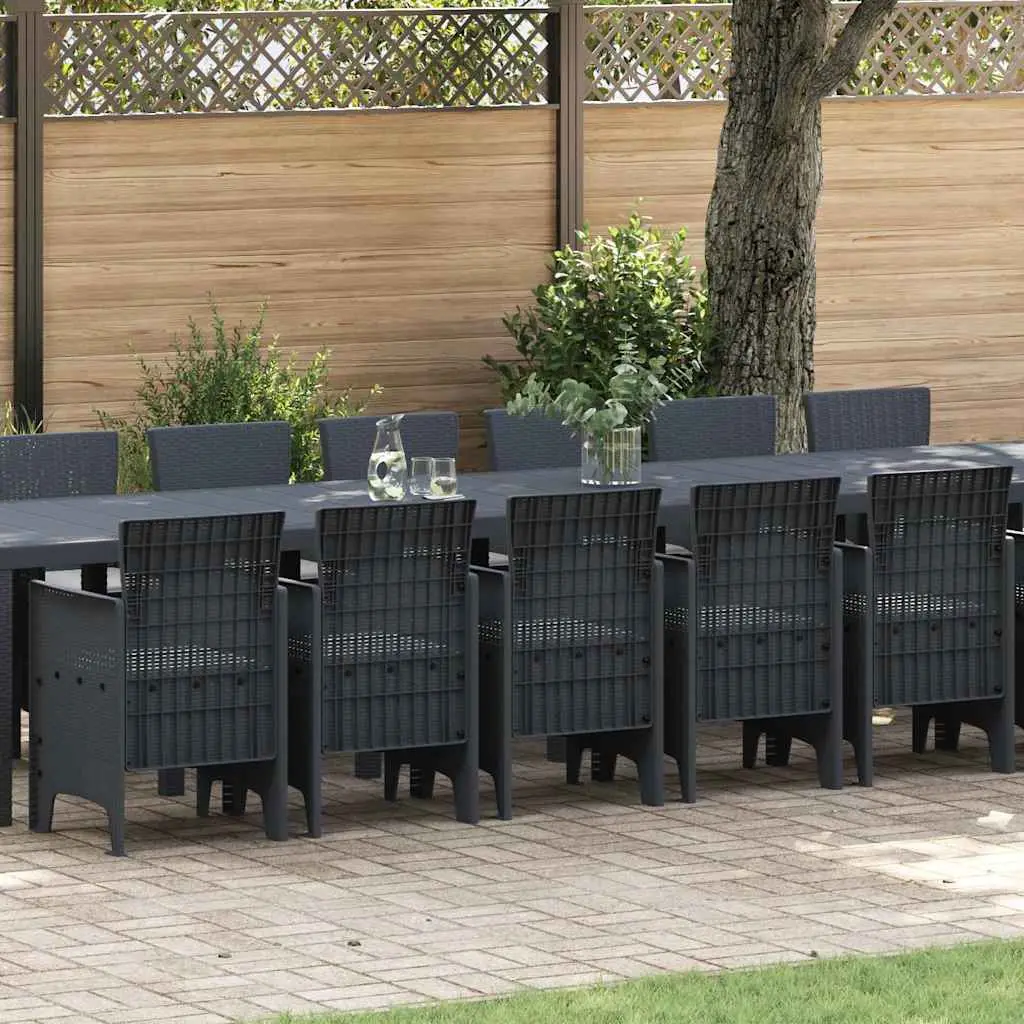 Ensemble de Jardin XXL 16 Places en Poly Rotin Table et Chaises pour Fêtes Anthracite – ComfortXL Outdoor Living