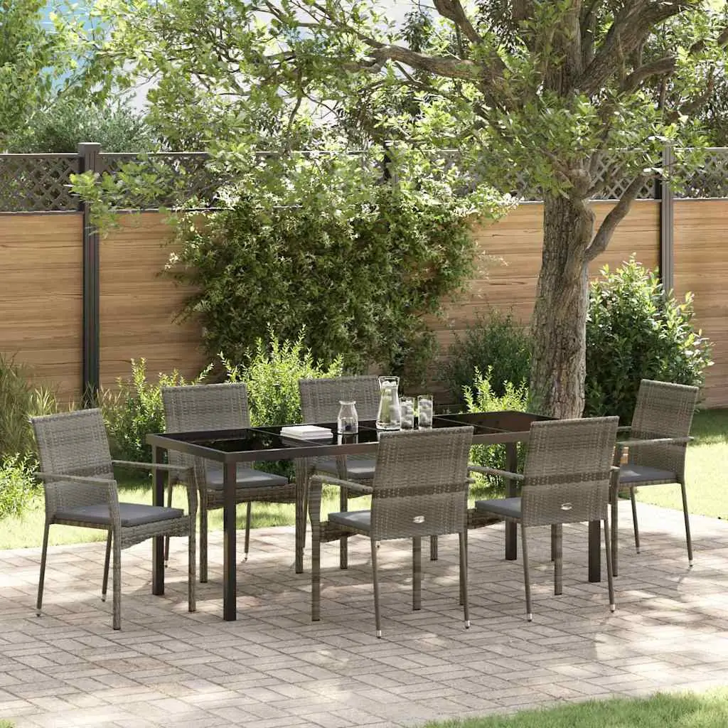Ensemble de salle à manger pour jardin 7 pcs Gris polyrotin vidaXL 3380097
