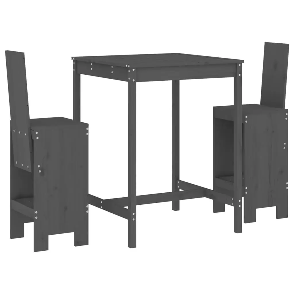 Ensemble de 3 pcs bar de jardin – Mobilier d’extérieur – Mobilier de jardin gris bois de pin massif-JU2161